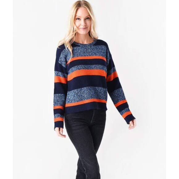 KULE Blue Orange Striped The Andre Sweater Cashmere Knit Women's Size Medium - Picture 11 of 12